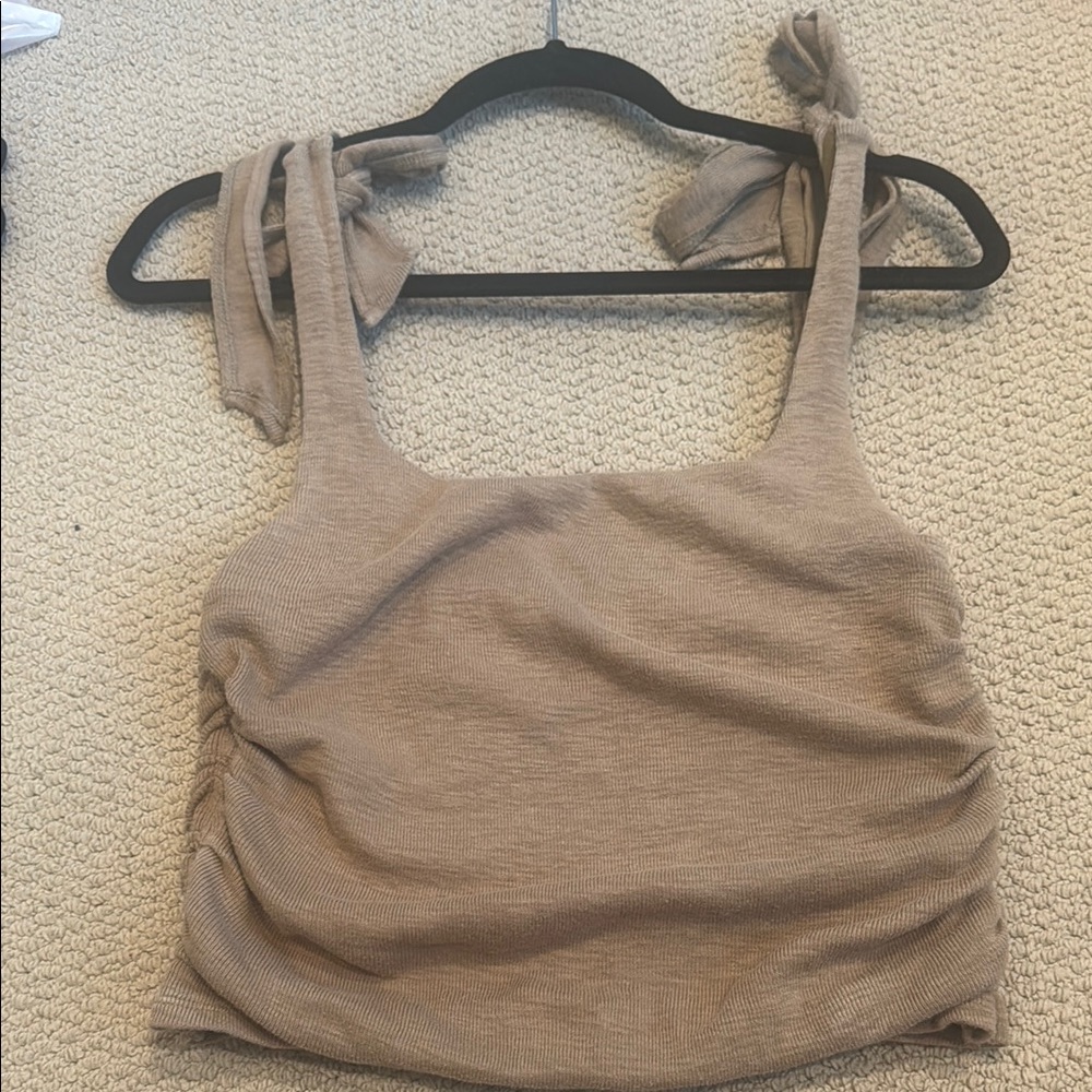 Free People Tan Knotted Strap Tank Top